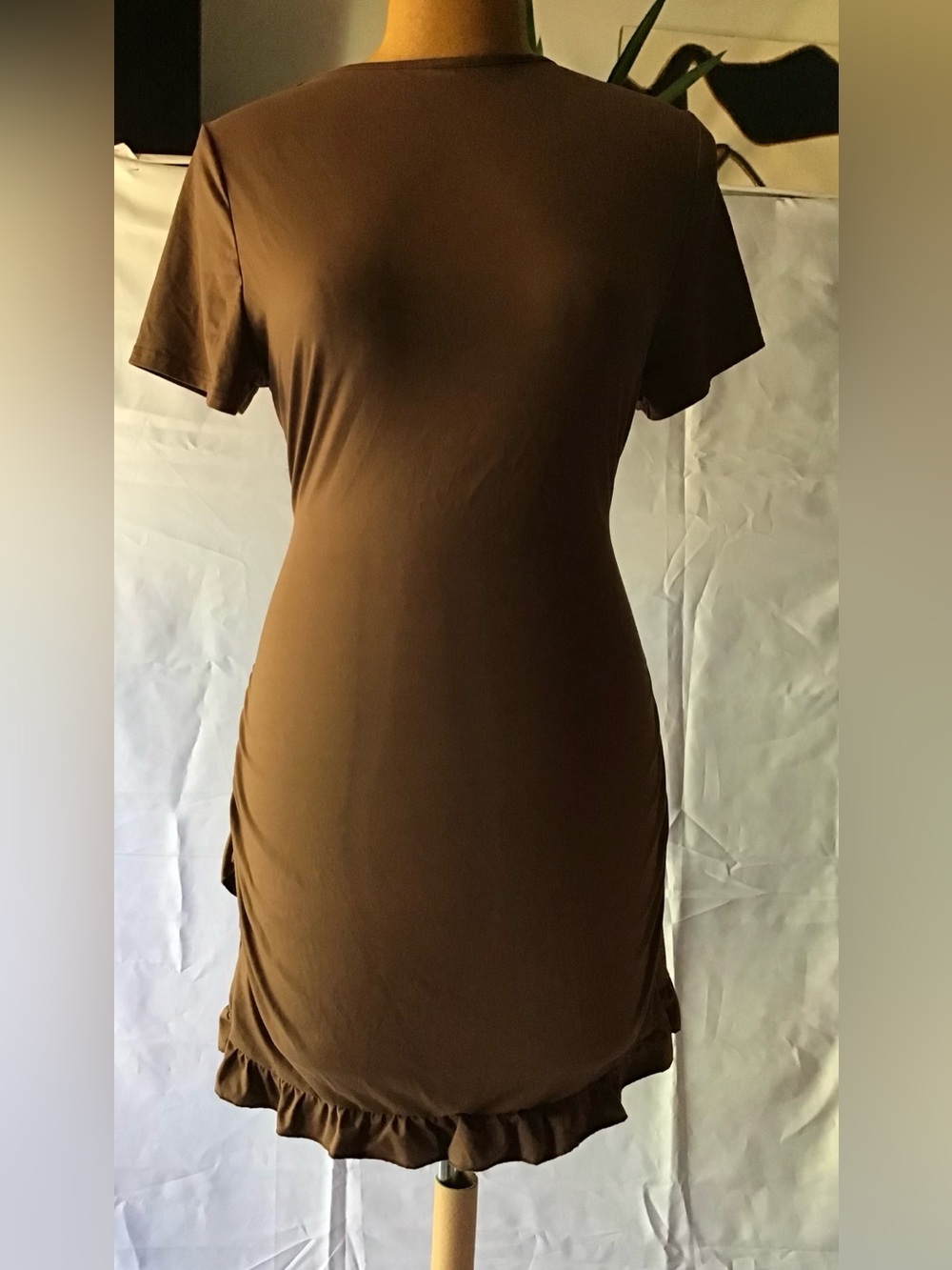 78 SHEIN Brown Curve 2XL Ruffle Hem Dress